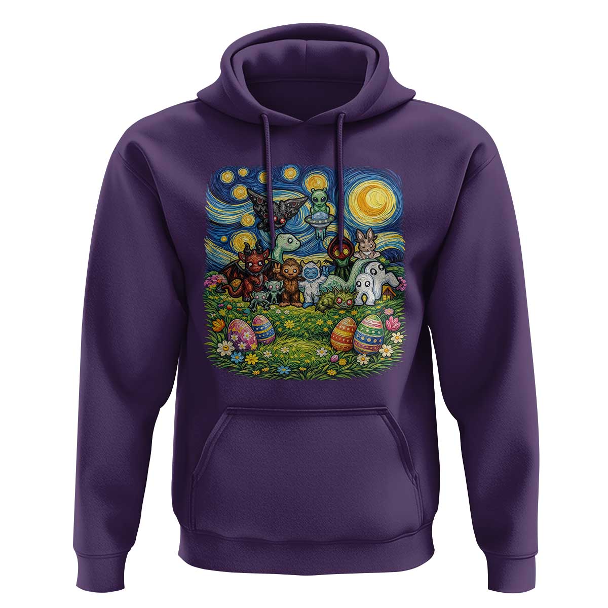 Funny Cryptid Starry Night Easter Hoodie Monster Lover Gift