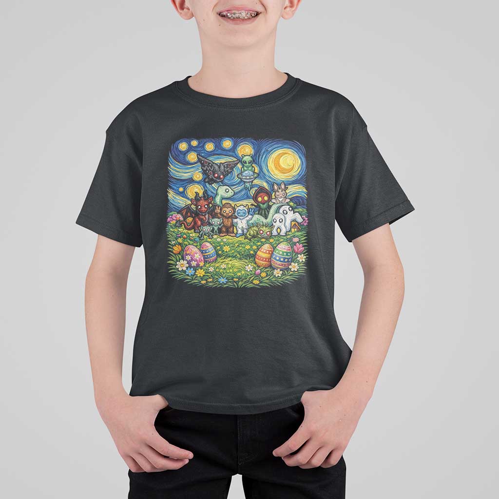Funny Cryptid Starry Night Easter T Shirt For Kid Monster Lover Gift