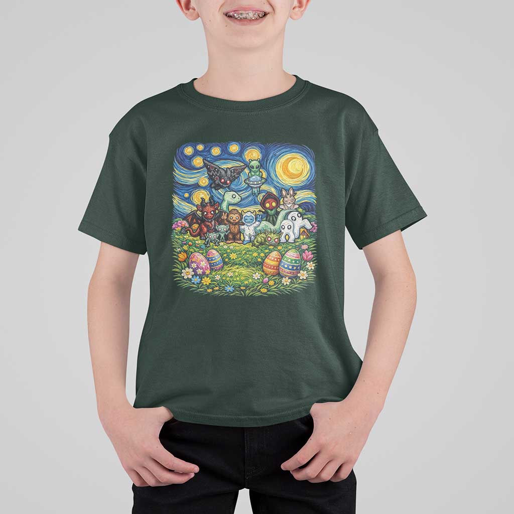 Funny Cryptid Starry Night Easter T Shirt For Kid Monster Lover Gift