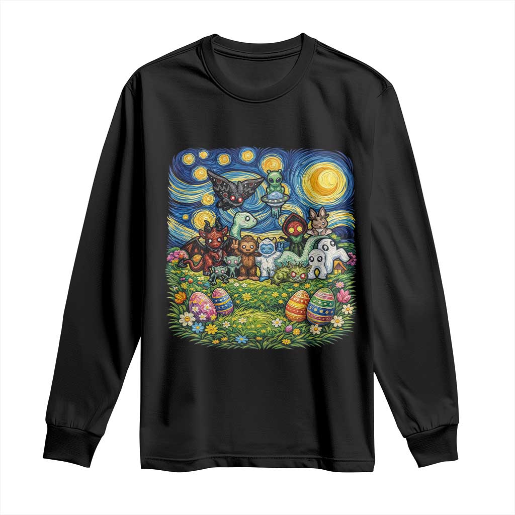 Funny Cryptid Starry Night Easter Long Sleeve Shirt Monster Lover Gift