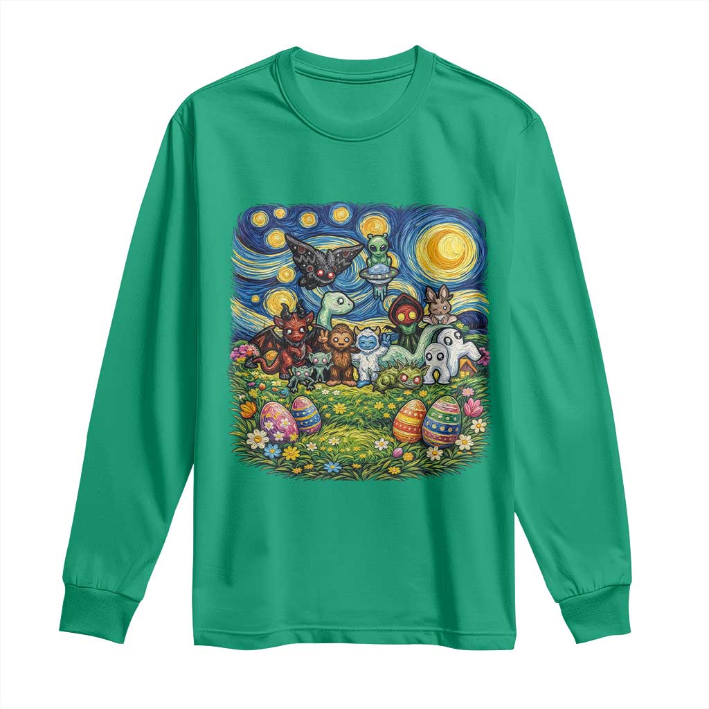 Funny Cryptid Starry Night Easter Long Sleeve Shirt Monster Lover Gift