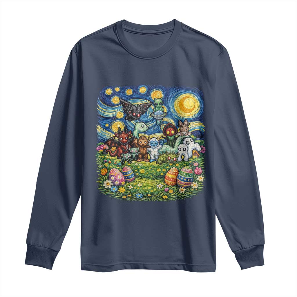 Funny Cryptid Starry Night Easter Long Sleeve Shirt Monster Lover Gift