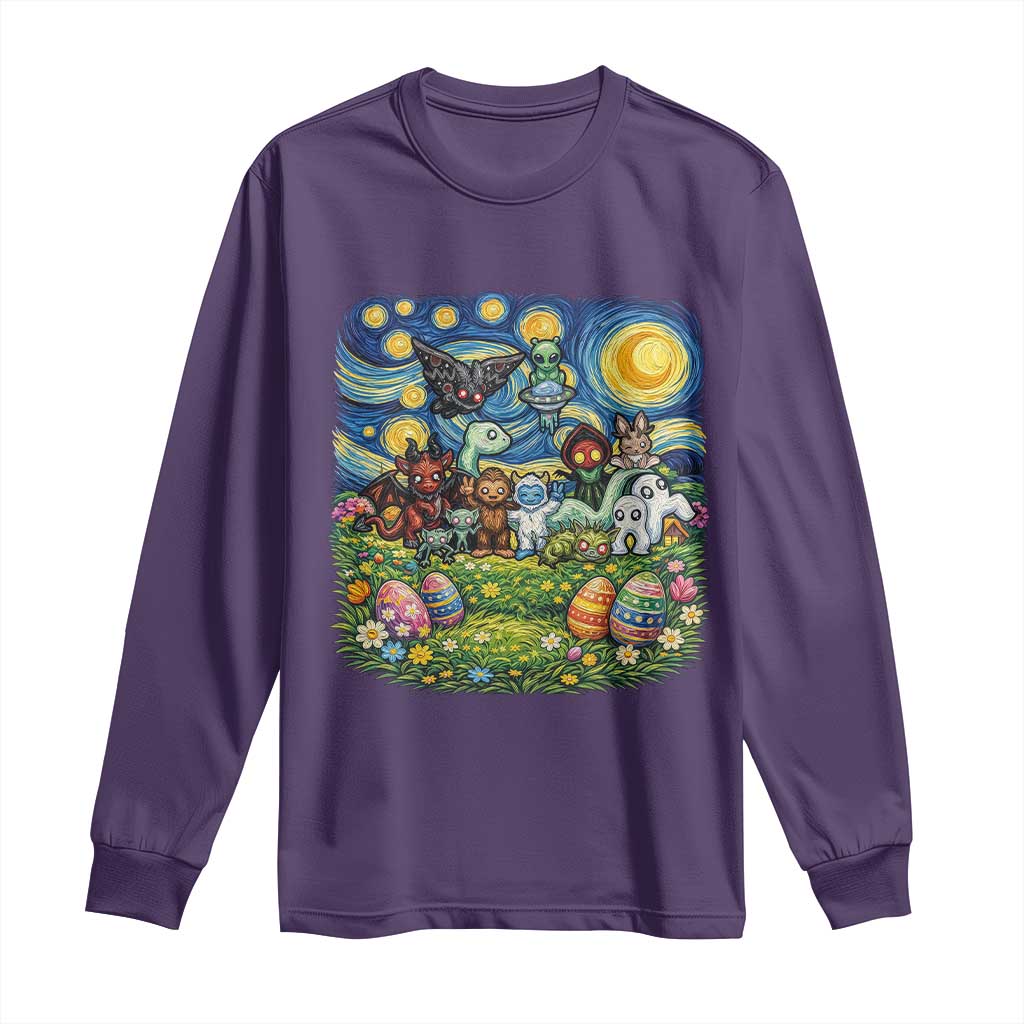 Funny Cryptid Starry Night Easter Long Sleeve Shirt Monster Lover Gift