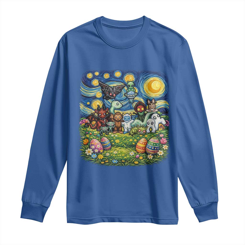 Funny Cryptid Starry Night Easter Long Sleeve Shirt Monster Lover Gift