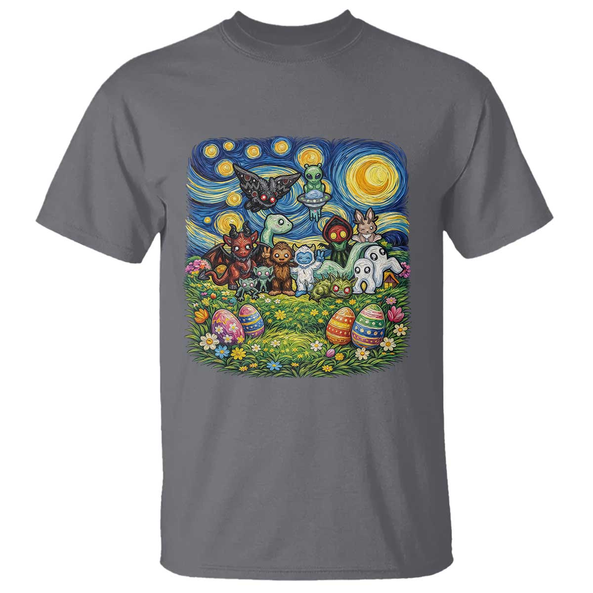 Funny Cryptid Starry Night Easter T Shirt Monster Lover Gift
