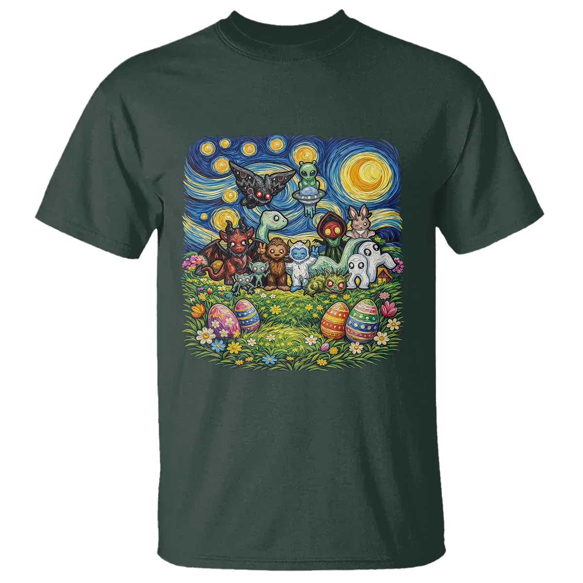 Funny Cryptid Starry Night Easter T Shirt Monster Lover Gift