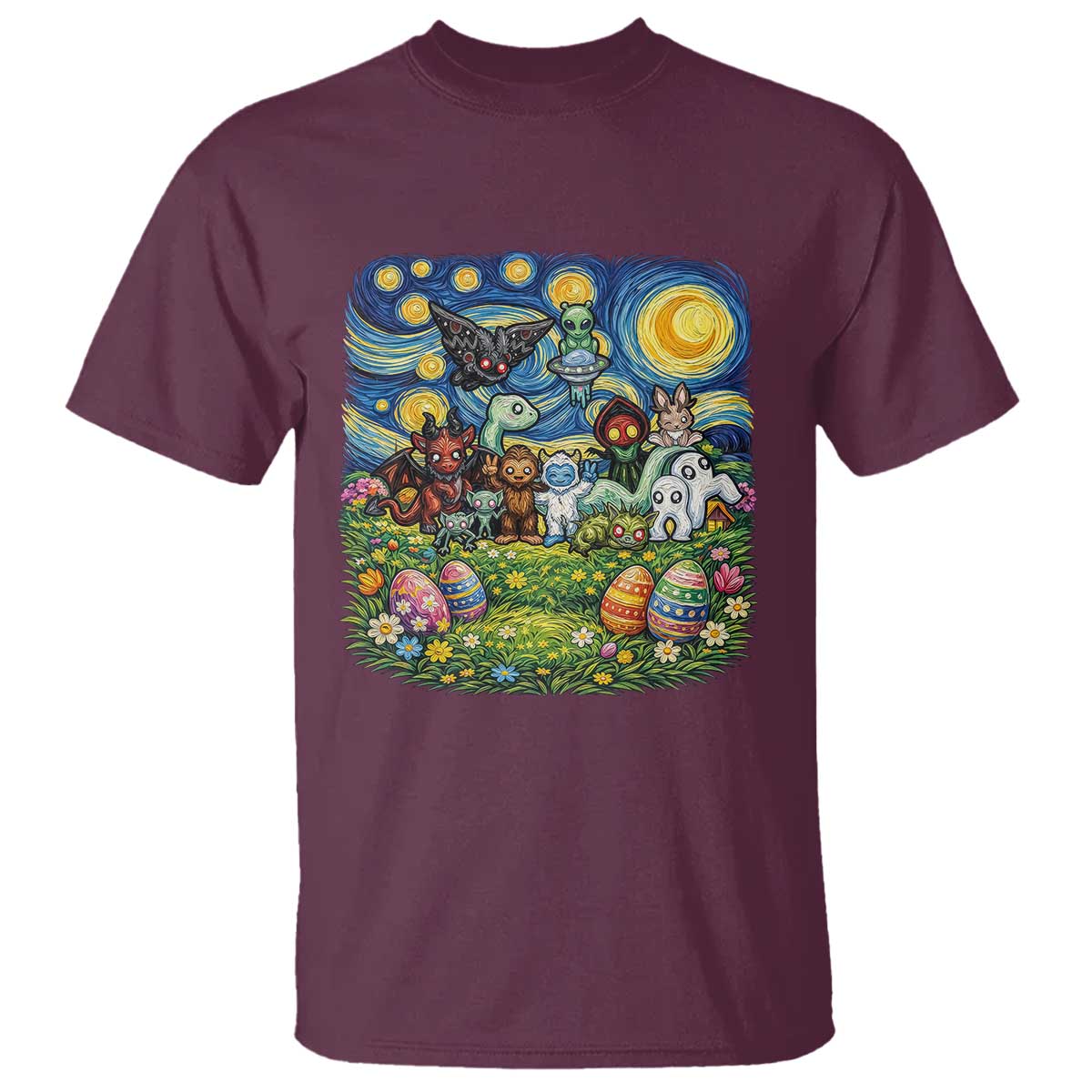 Funny Cryptid Starry Night Easter T Shirt Monster Lover Gift