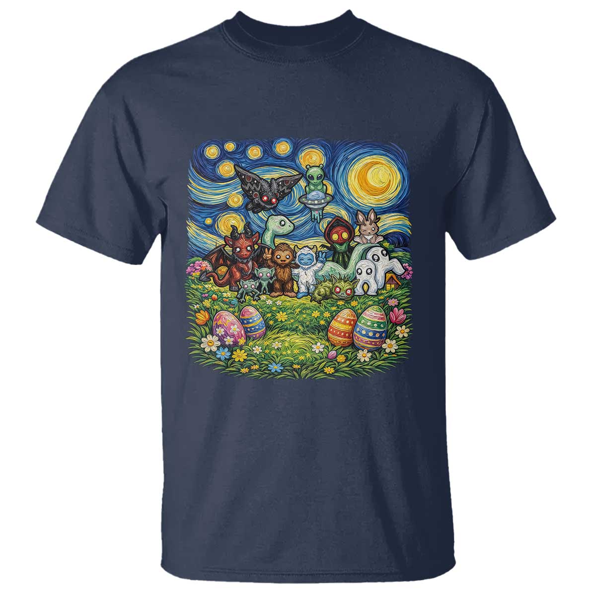 Funny Cryptid Starry Night Easter T Shirt Monster Lover Gift
