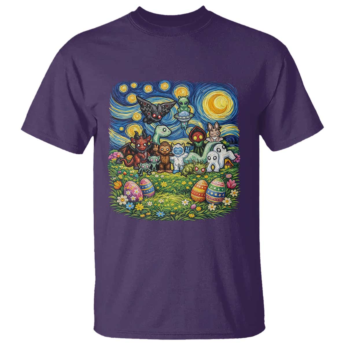 Funny Cryptid Starry Night Easter T Shirt Monster Lover Gift
