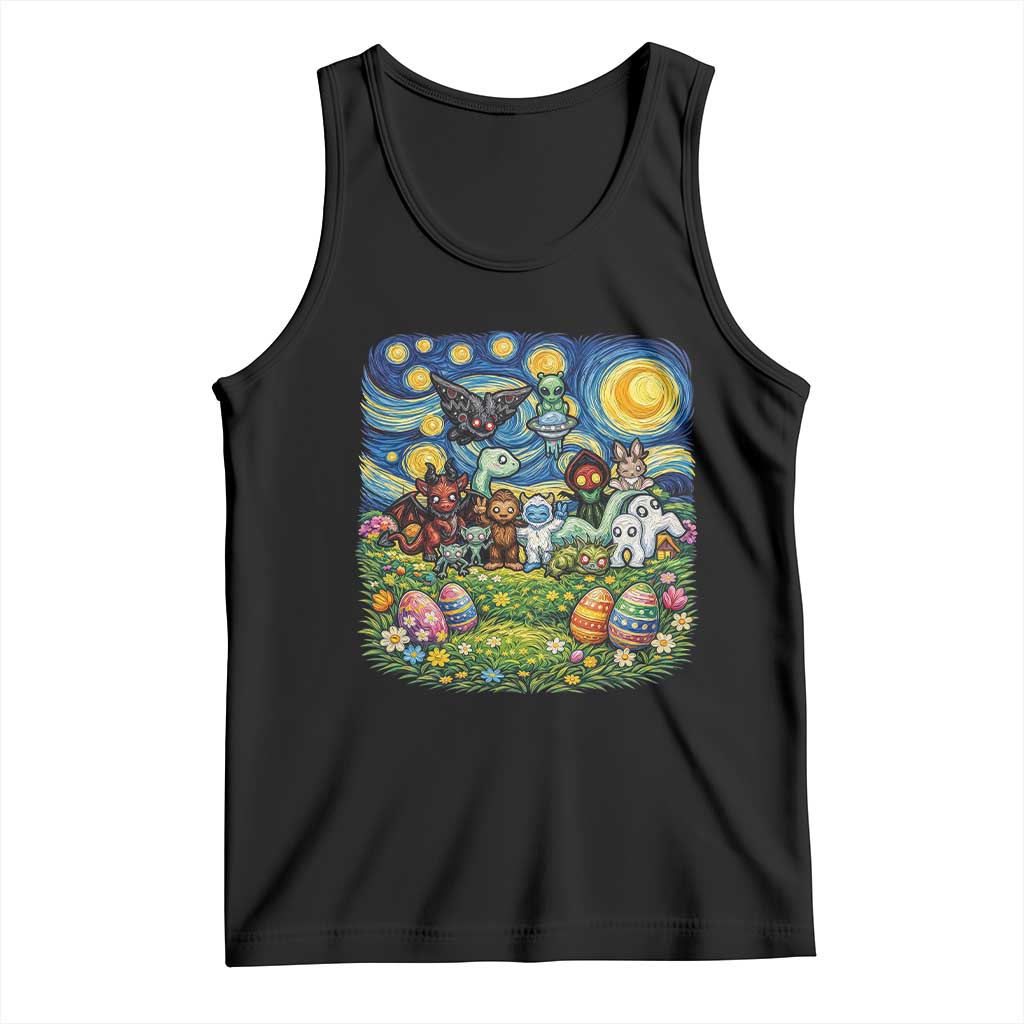 Funny Cryptid Starry Night Easter Tank Top Monster Lover Gift