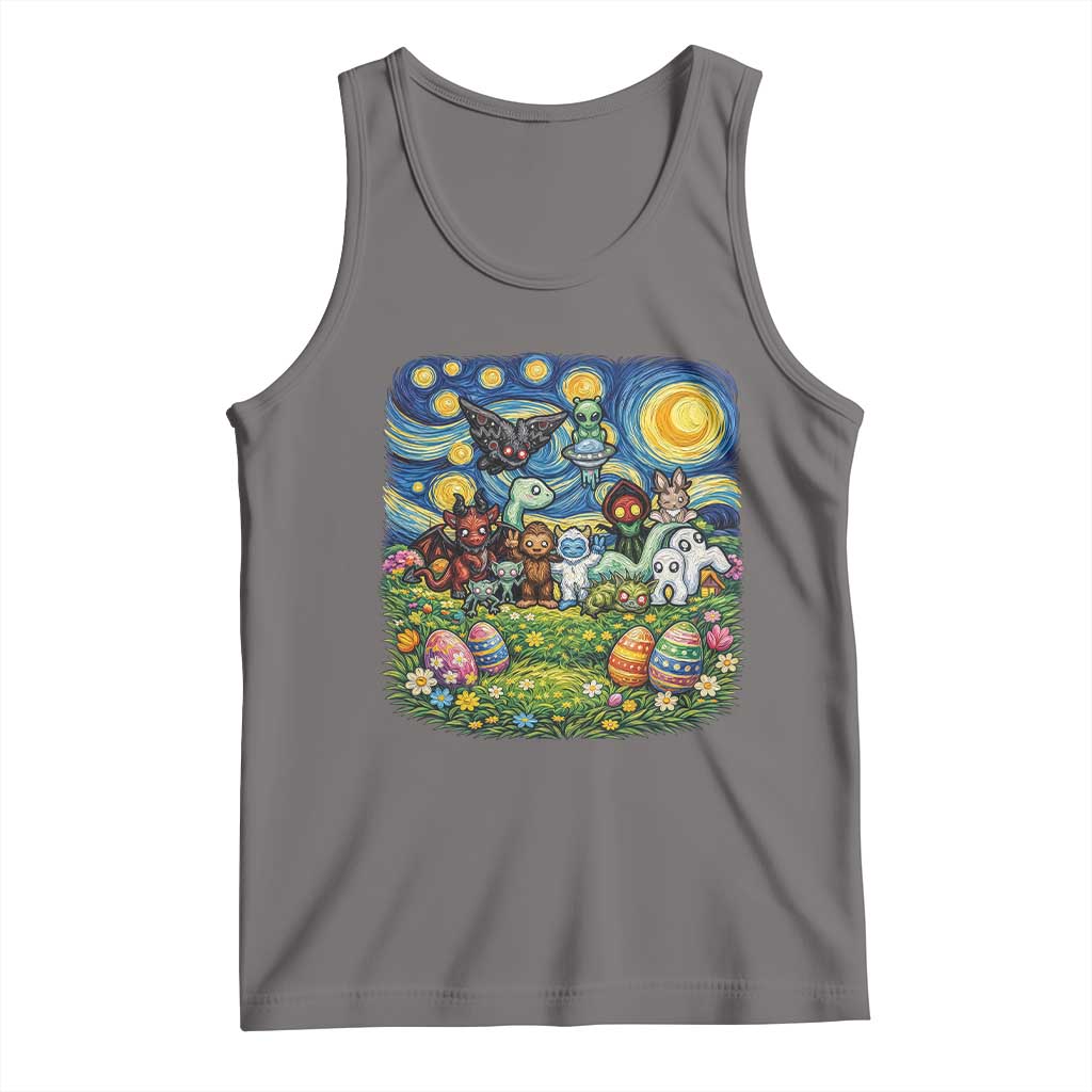 Funny Cryptid Starry Night Easter Tank Top Monster Lover Gift