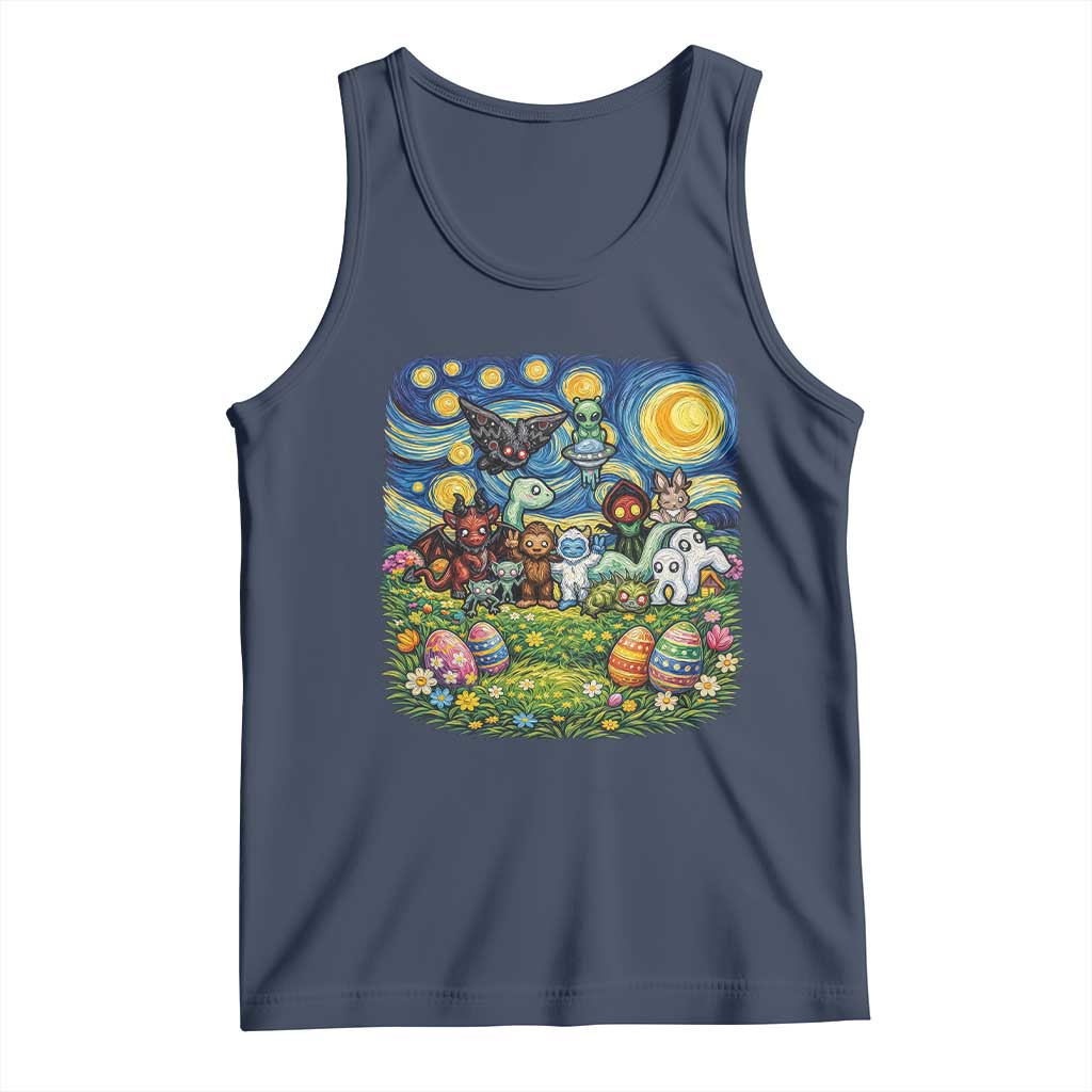 Funny Cryptid Starry Night Easter Tank Top Monster Lover Gift