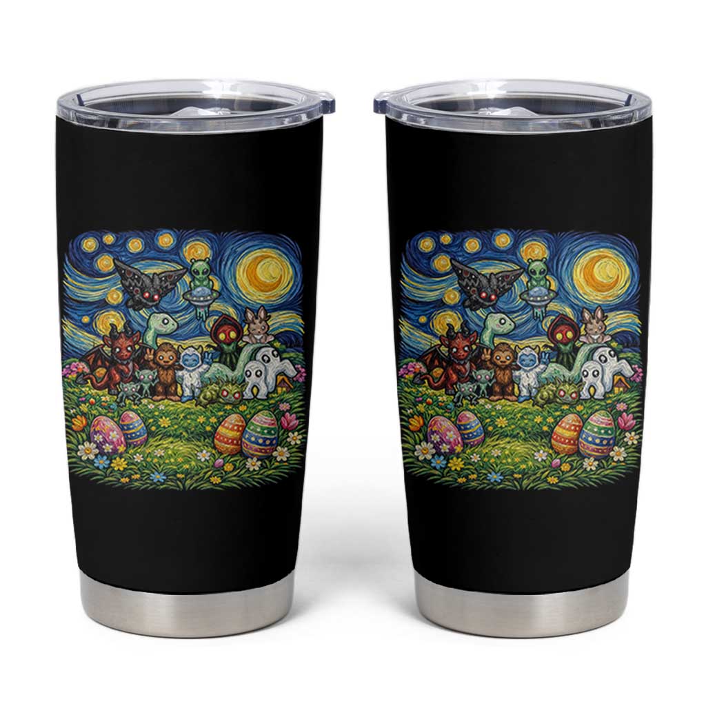 Funny Cryptid Starry Night Easter Tumbler Cup Monster Lover Gift