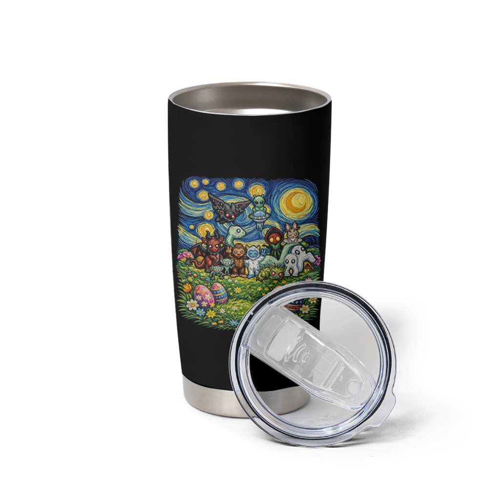 Funny Cryptid Starry Night Easter Tumbler Cup Monster Lover Gift