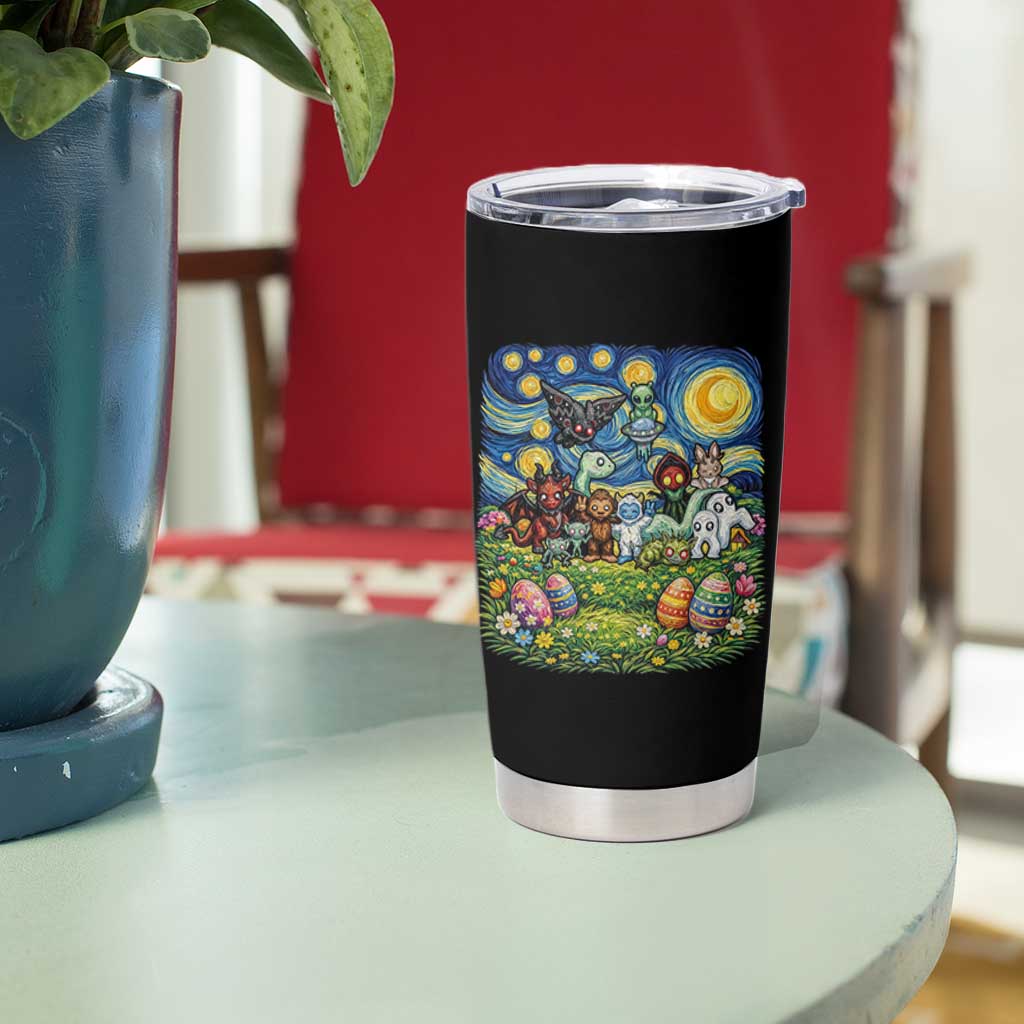 Funny Cryptid Starry Night Easter Tumbler Cup Monster Lover Gift