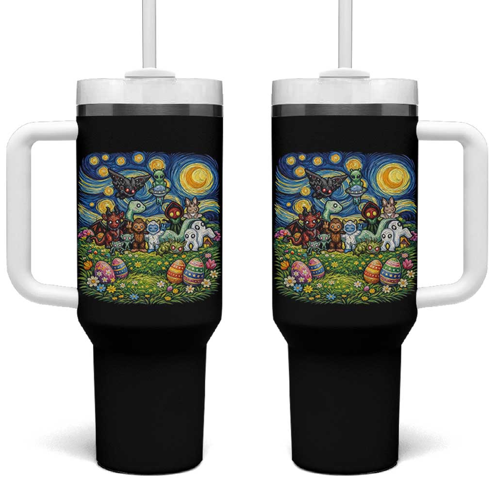 Funny Cryptid Starry Night Easter Tumbler With Handle Monster Lover Gift