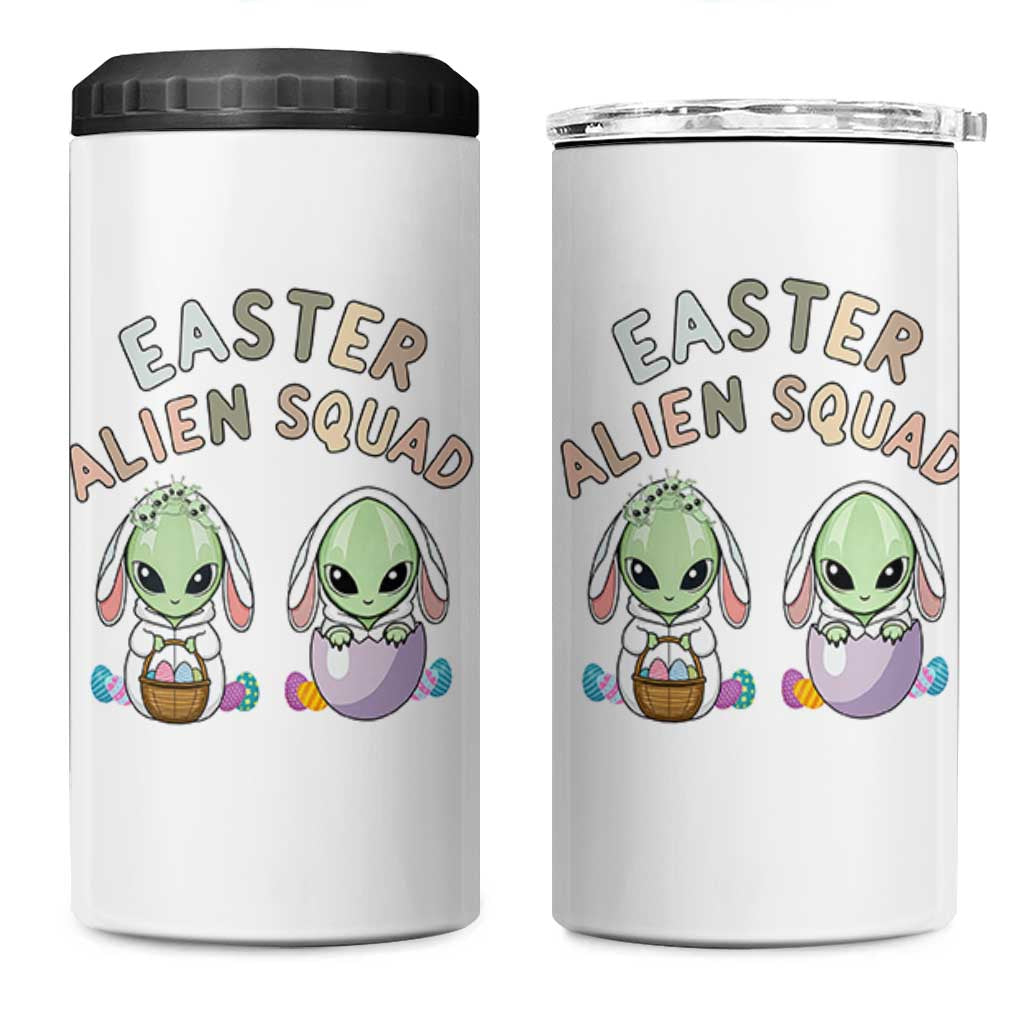 Funny Easter Alien Squad Bunny Ears Gift 4 in 1 Can Cooler Tumbler