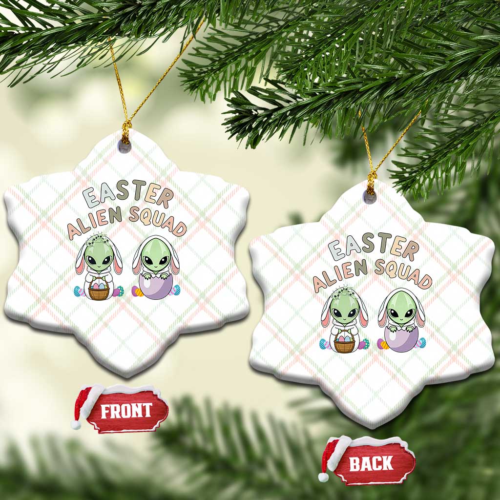 Funny Easter Alien Squad Bunny Ears Gift Ceramic Ornament