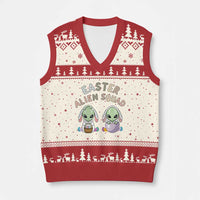Funny Easter Alien Squad Bunny Ears Gift V-Neck Knit Sweater Vest
