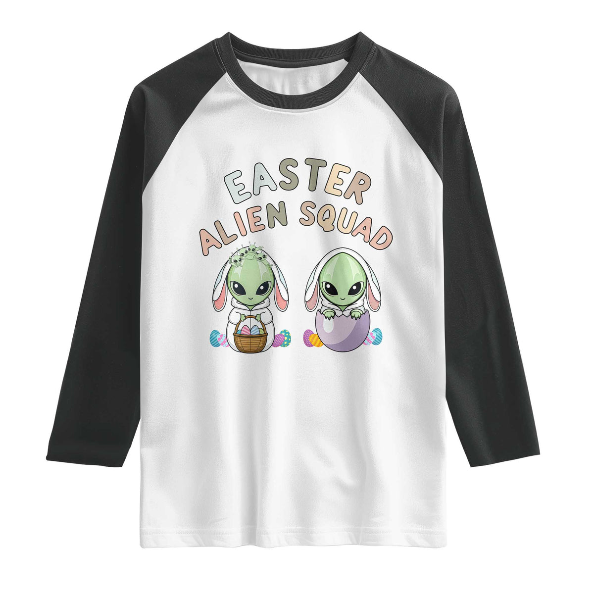 Funny Easter Alien Squad Bunny Ears Gift Raglan Shirt