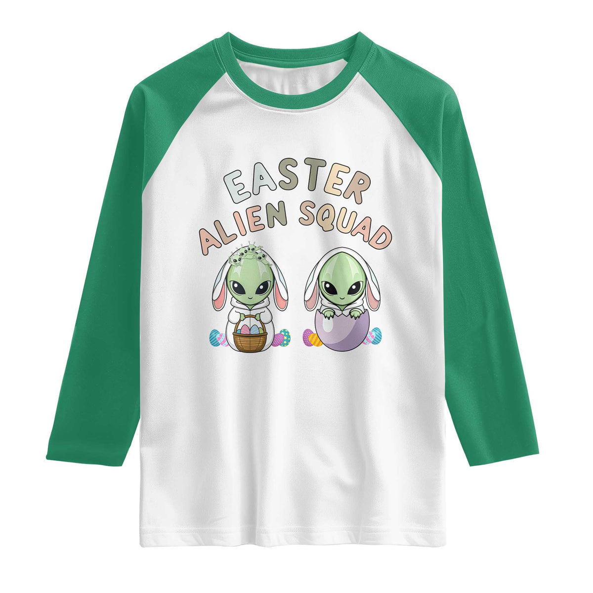 Funny Easter Alien Squad Bunny Ears Gift Raglan Shirt