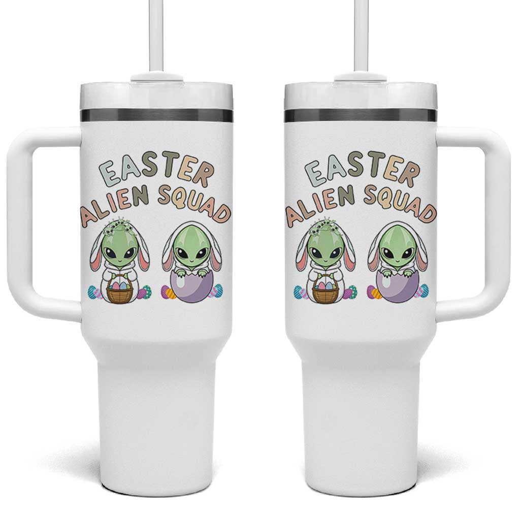 Funny Easter Alien Squad Bunny Ears Gift Tumbler With Handle