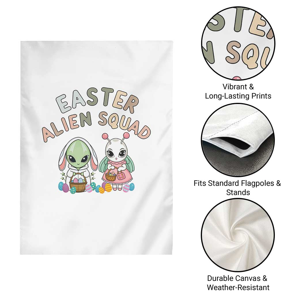 Easter Alien Squad Garden Flag Funny UFO Lover Gift