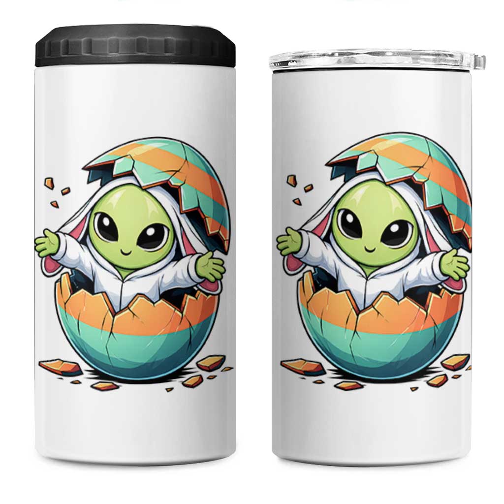 Funny Alien Bunny Ears Easter 4 in 1 Can Cooler Tumbler Extraterrestrial Gift