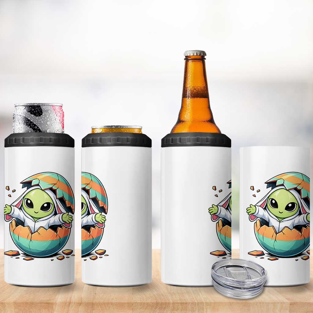 Funny Alien Bunny Ears Easter 4 in 1 Can Cooler Tumbler Extraterrestrial Gift