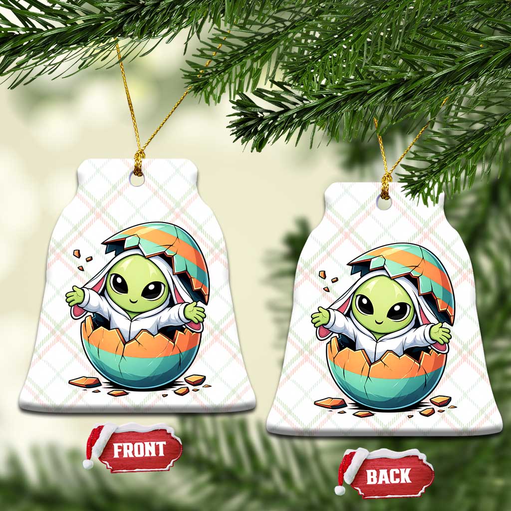 Funny Alien Bunny Ears Easter Ceramic Ornament Extraterrestrial Gift