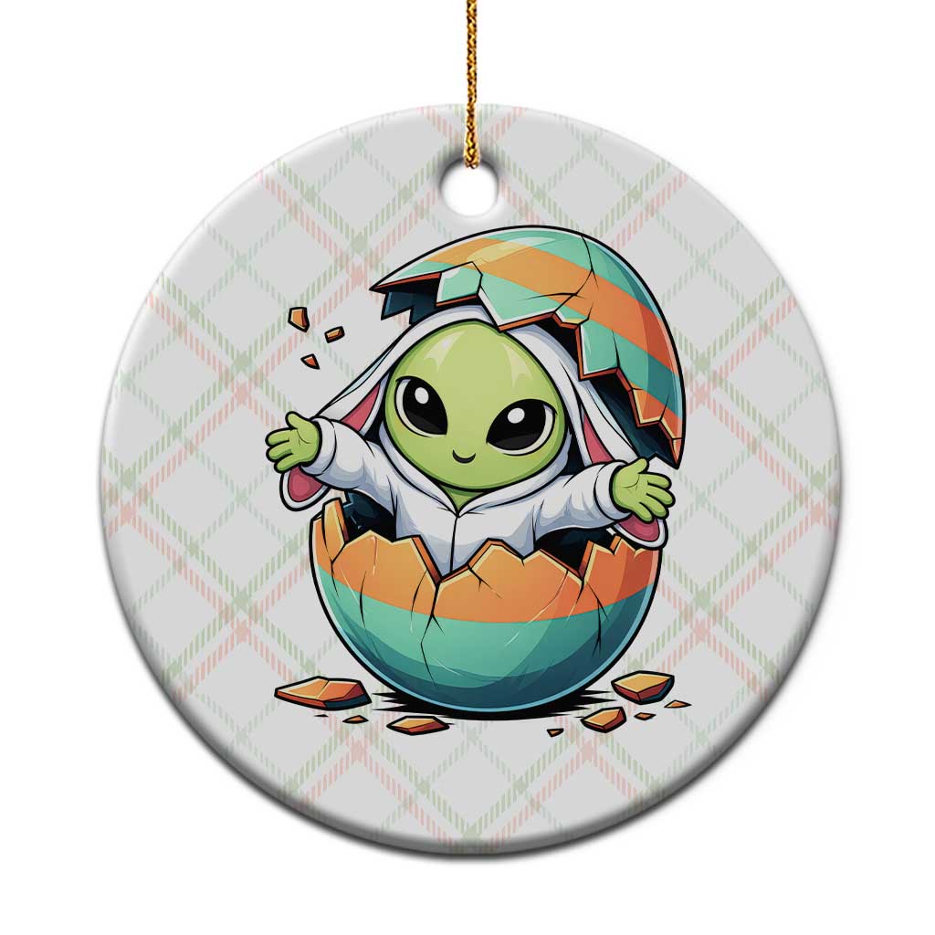 Funny Alien Bunny Ears Easter Ceramic Ornament Extraterrestrial Gift