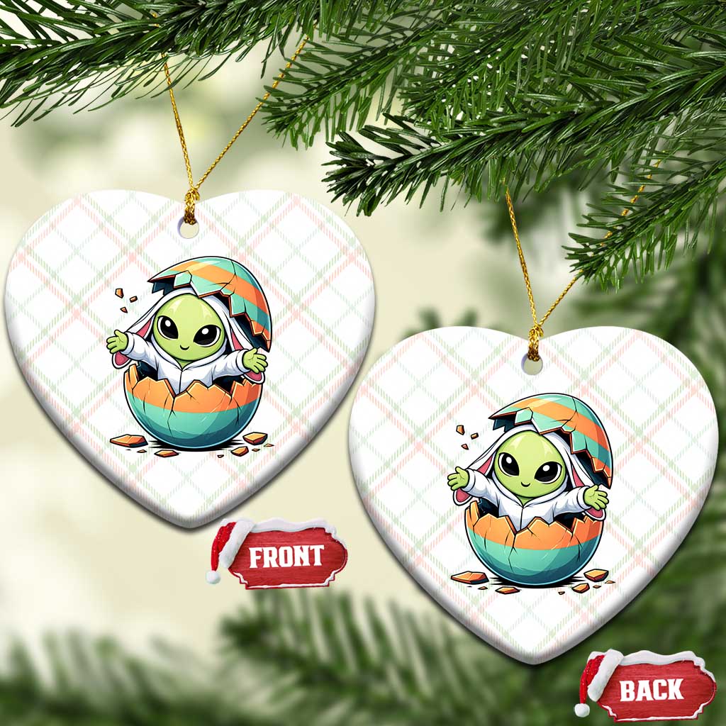 Funny Alien Bunny Ears Easter Ceramic Ornament Extraterrestrial Gift