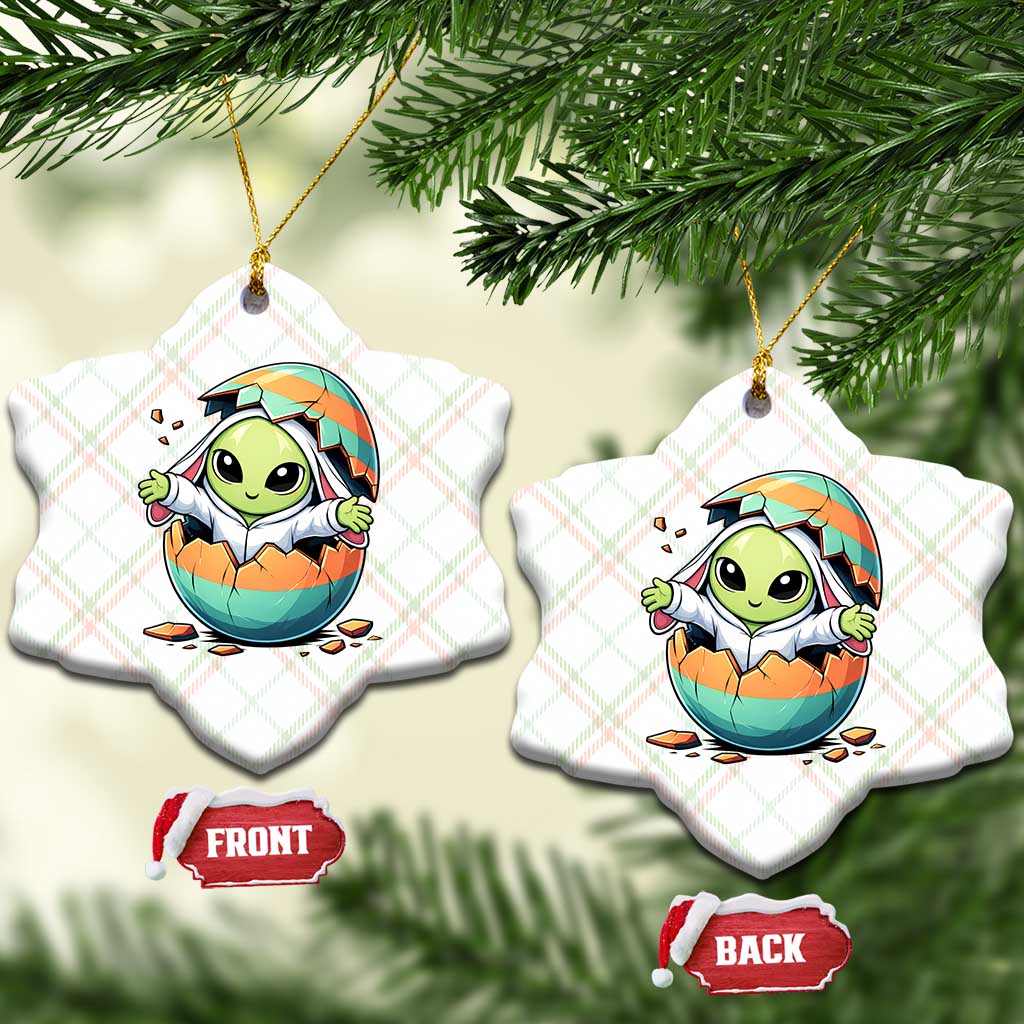 Funny Alien Bunny Ears Easter Ceramic Ornament Extraterrestrial Gift