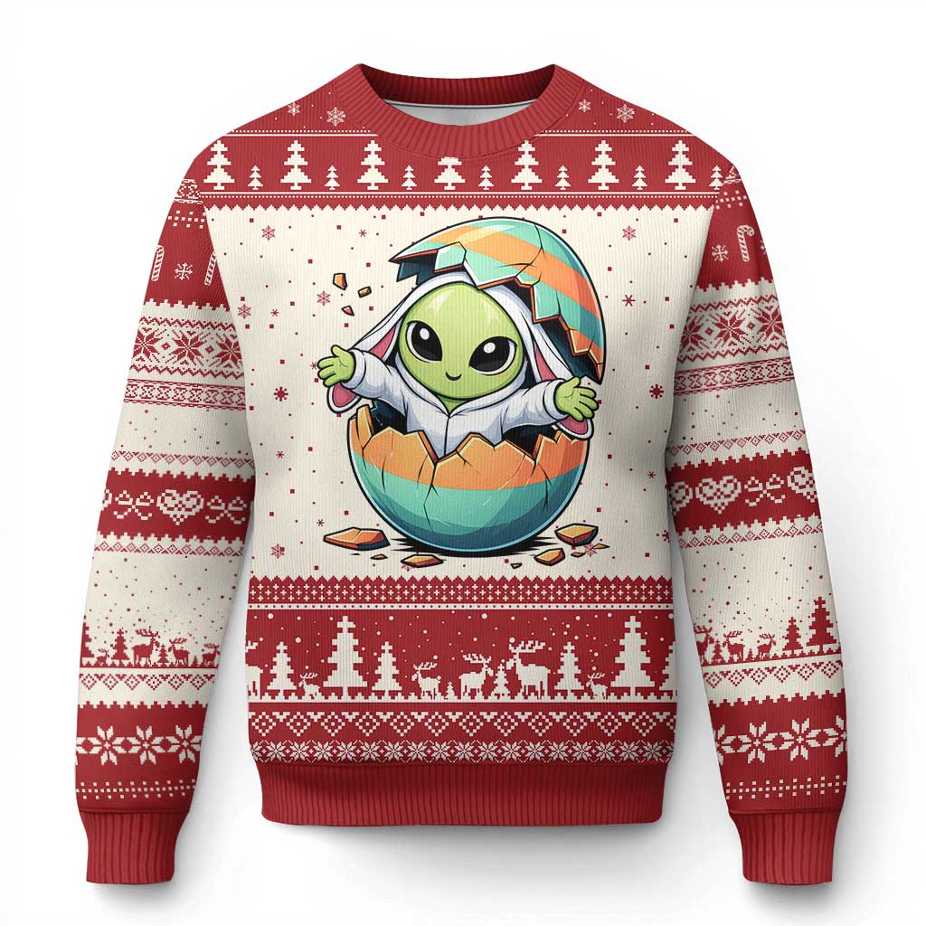 Funny Alien Bunny Ears Easter Ugly Christmas Sweater Extraterrestrial Gift