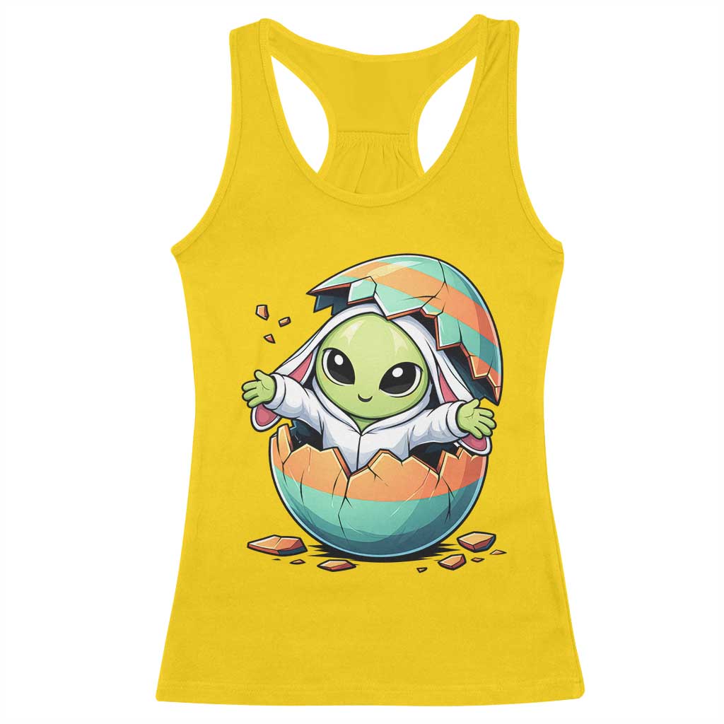Funny Alien Bunny Ears Easter Racerback Tank Top Extraterrestrial Gift