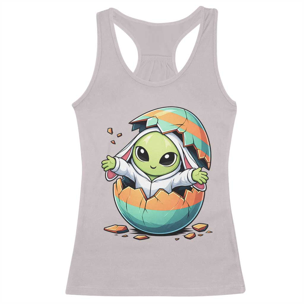 Funny Alien Bunny Ears Easter Racerback Tank Top Extraterrestrial Gift