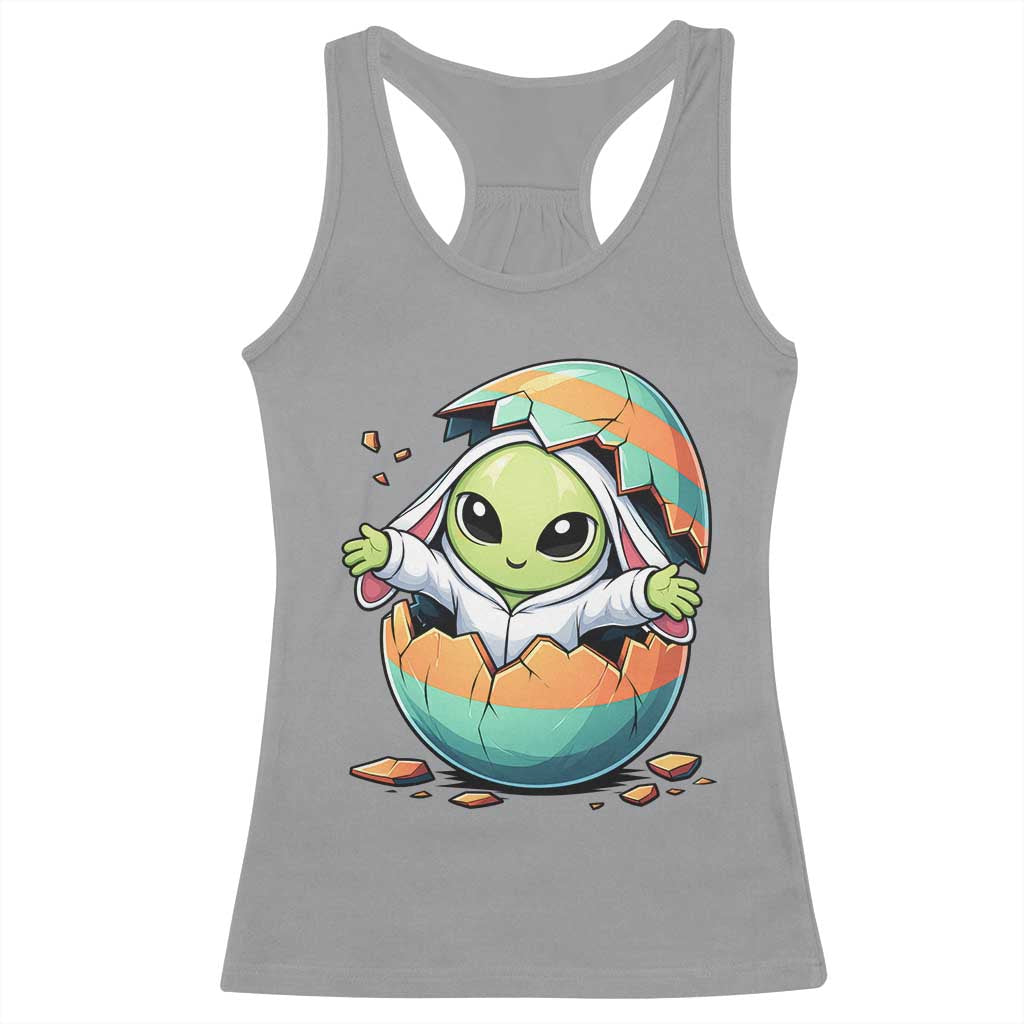 Funny Alien Bunny Ears Easter Racerback Tank Top Extraterrestrial Gift