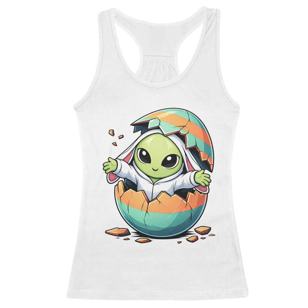 Funny Alien Bunny Ears Easter Racerback Tank Top Extraterrestrial Gift