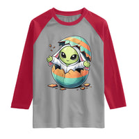 Funny Alien Bunny Ears Easter Raglan Shirt Extraterrestrial Gift