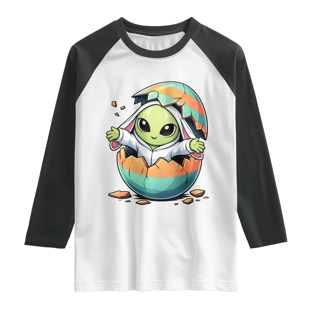 Funny Alien Bunny Ears Easter Raglan Shirt Extraterrestrial Gift