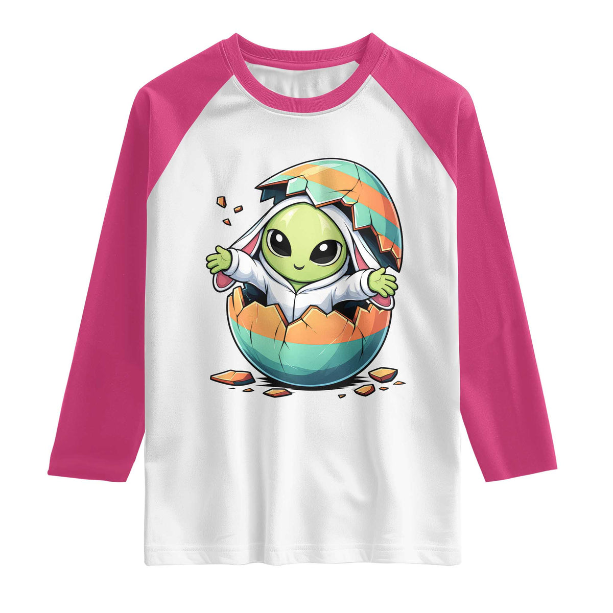 Funny Alien Bunny Ears Easter Raglan Shirt Extraterrestrial Gift
