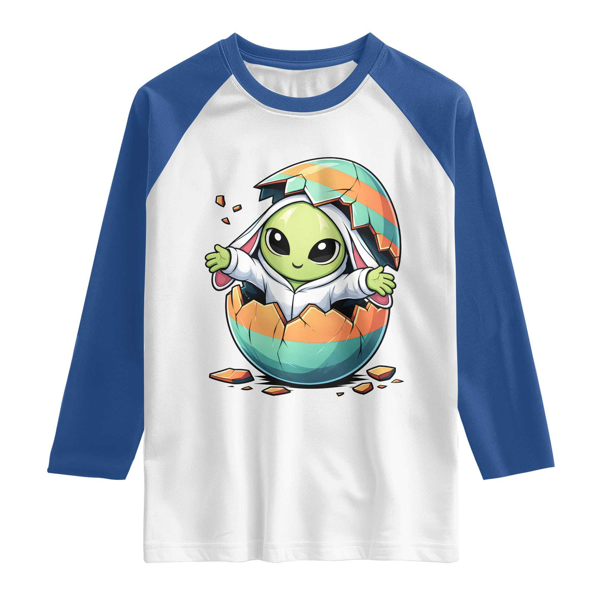 Funny Alien Bunny Ears Easter Raglan Shirt Extraterrestrial Gift