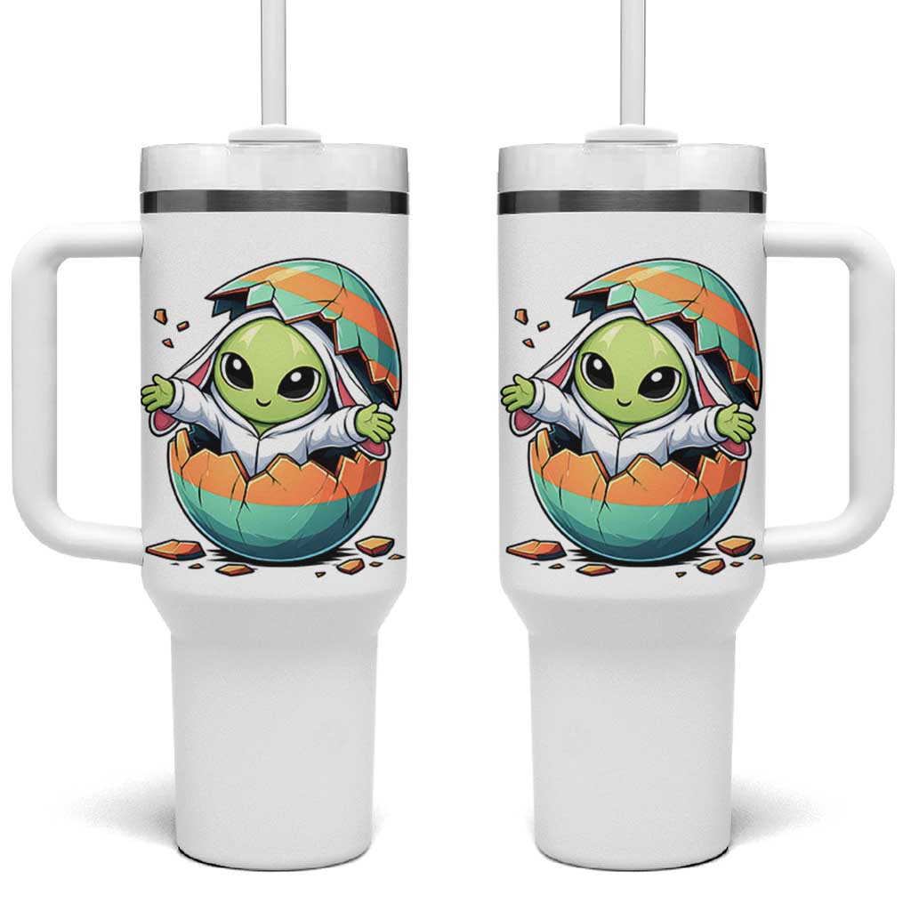 Funny Alien Bunny Ears Easter Tumbler With Handle Extraterrestrial Gift