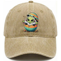 Funny Alien Bunny Ears Easter Washed Cotton Baseball Cap Extraterrestrial Gift