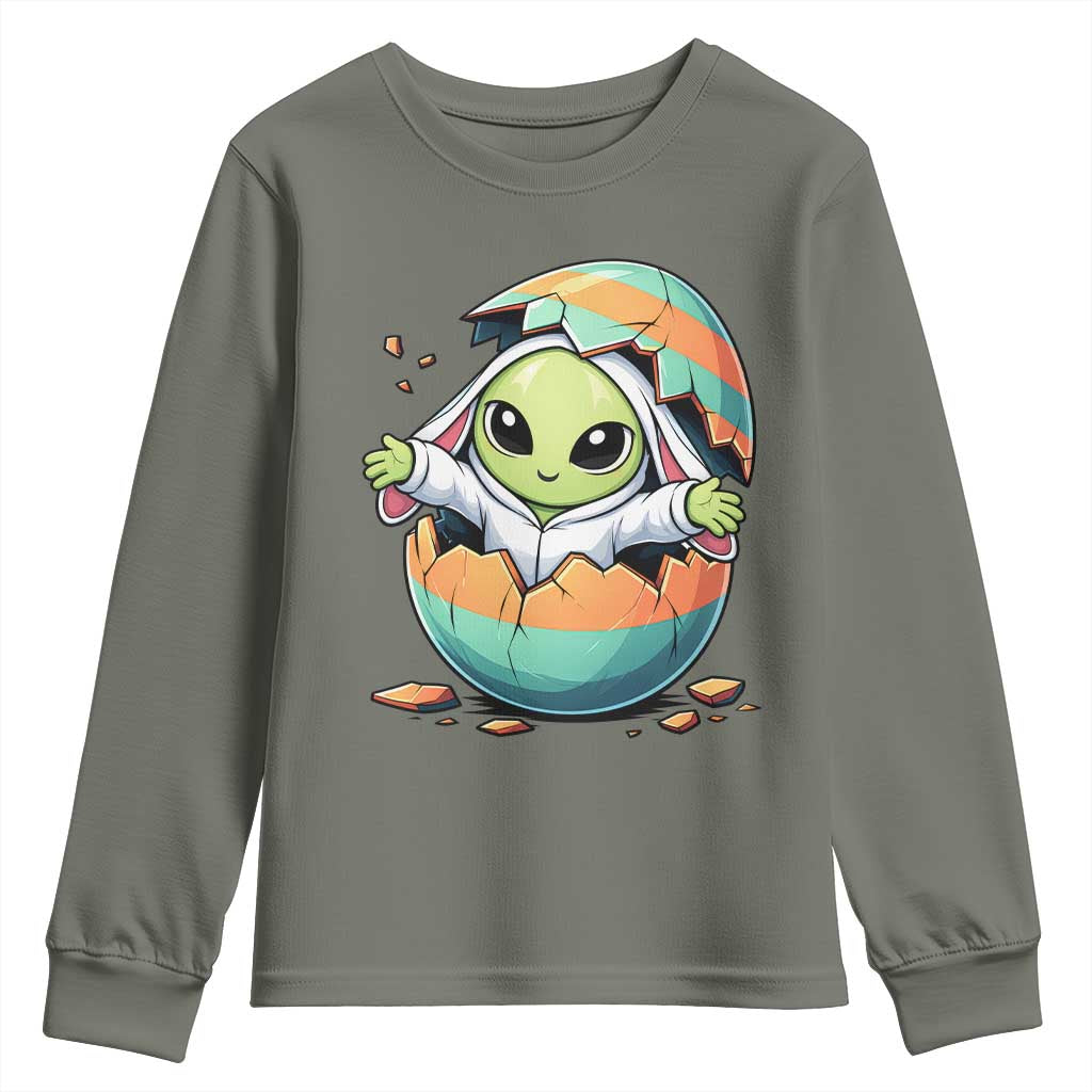 Funny Alien Bunny Ears Easter Youth Sweatshirt Extraterrestrial Gift