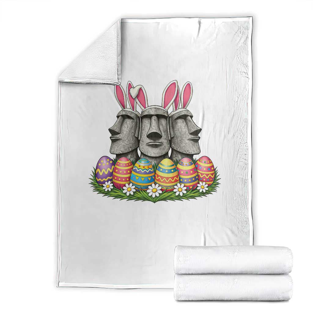 Easter Island Moai Bunny Ears Throw Blanket Funny Archaeology Gift