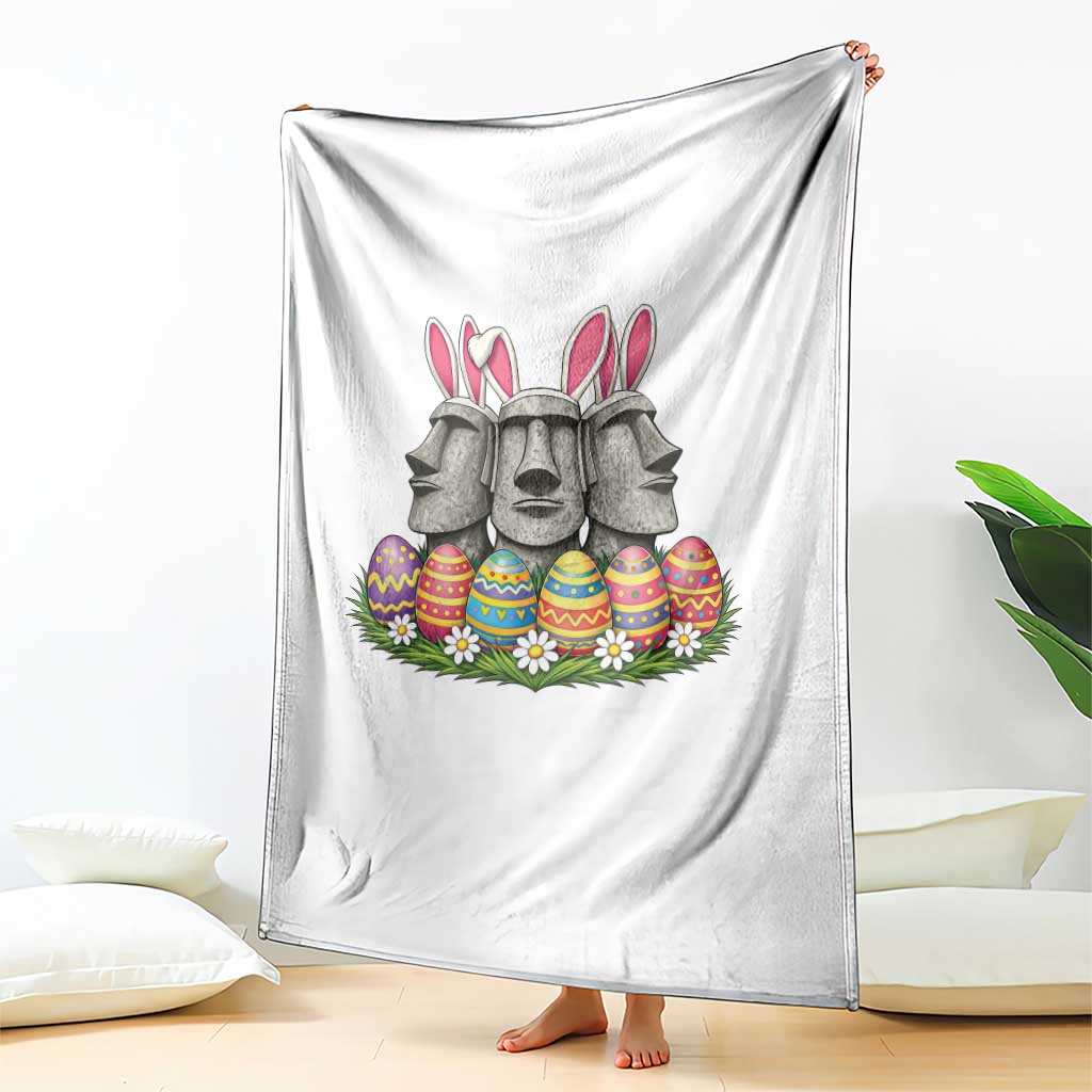Easter Island Moai Bunny Ears Throw Blanket Funny Archaeology Gift