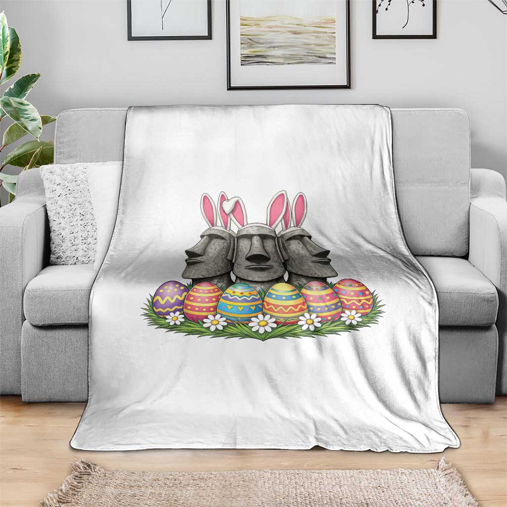 Easter Island Moai Bunny Ears Throw Blanket Funny Archaeology Gift