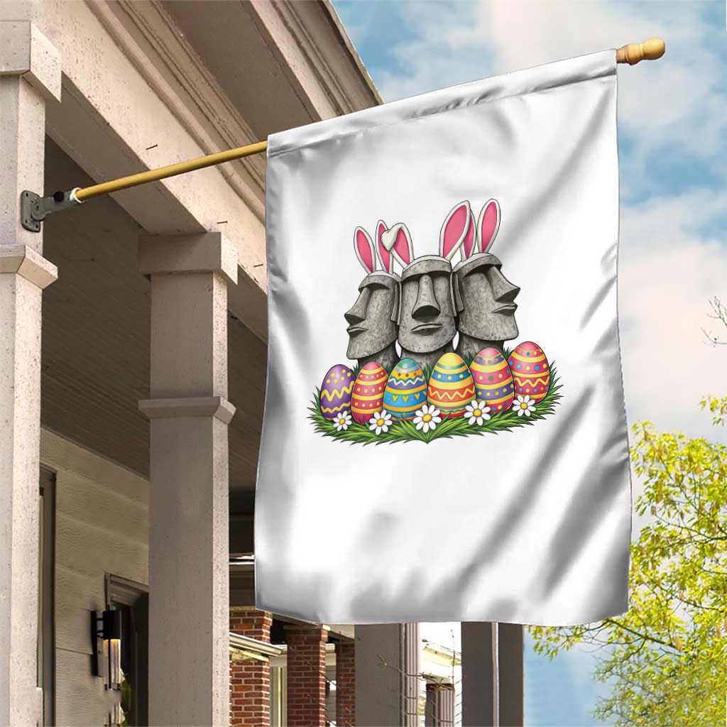 Easter Island Moai Bunny Ears Garden Flag Funny Archaeology Gift