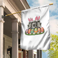 Easter Island Moai Bunny Ears Garden Flag Funny Archaeology Gift